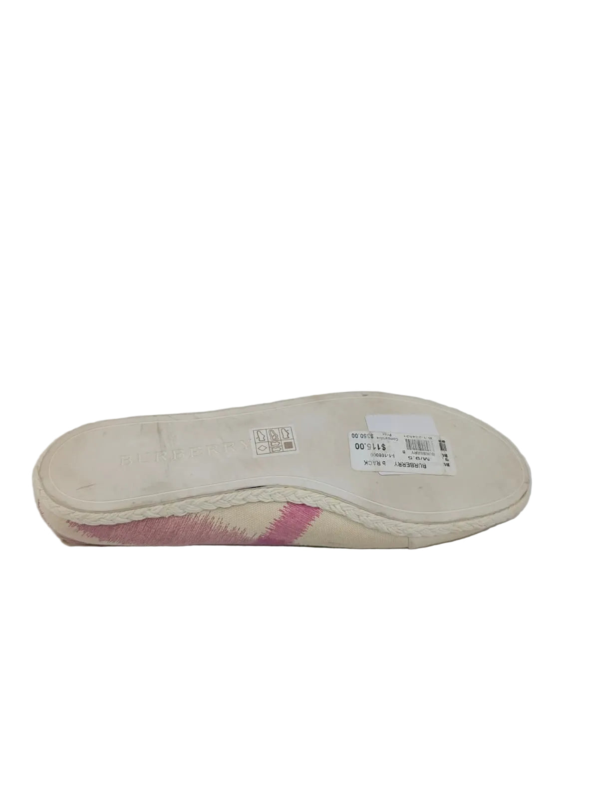 Pink and White Fabric Burberry Ballet Flats