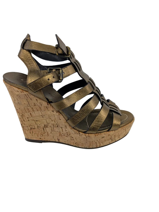 Barbara Bui Gold Strappy Leather Wedge Sandals