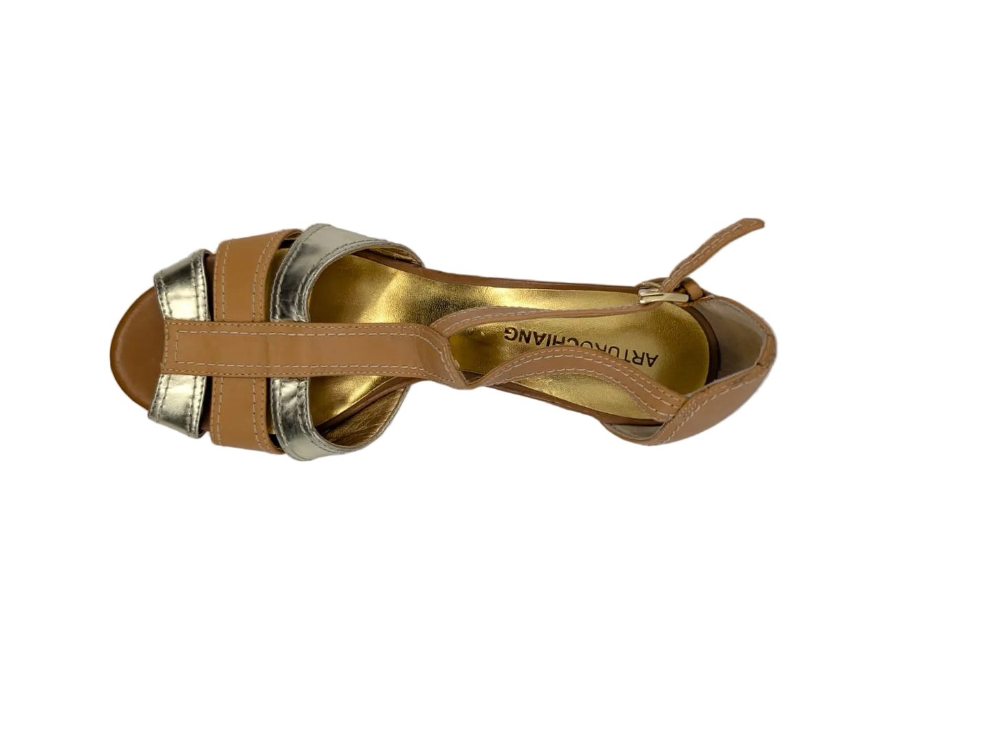 Arturo Chiang Beige Leather Wedge Sandals