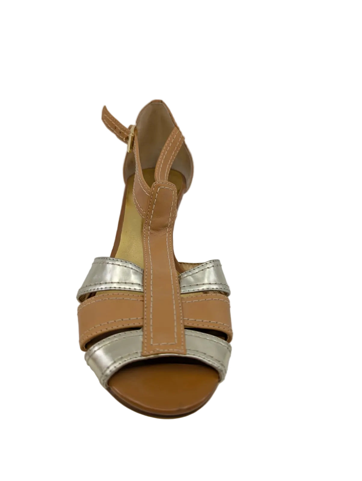 Arturo Chiang Beige Leather Wedge Sandals