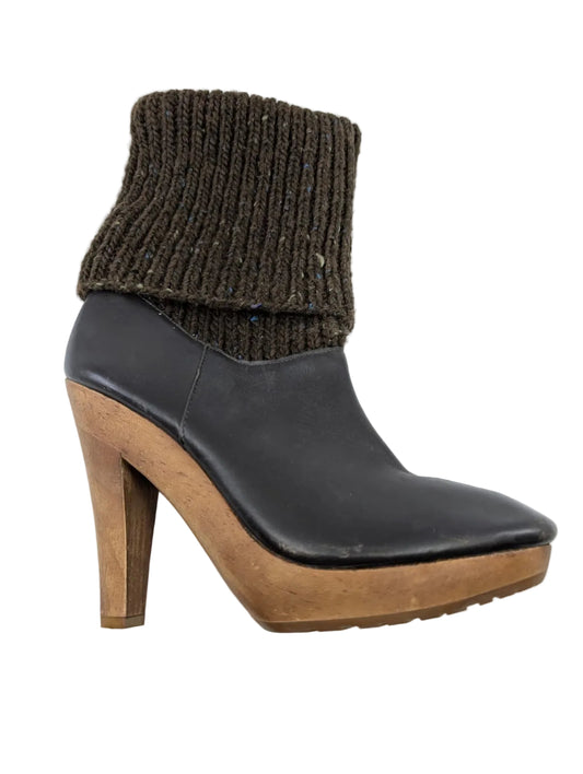 Michael Kors Brown Leather and Fabric Boots