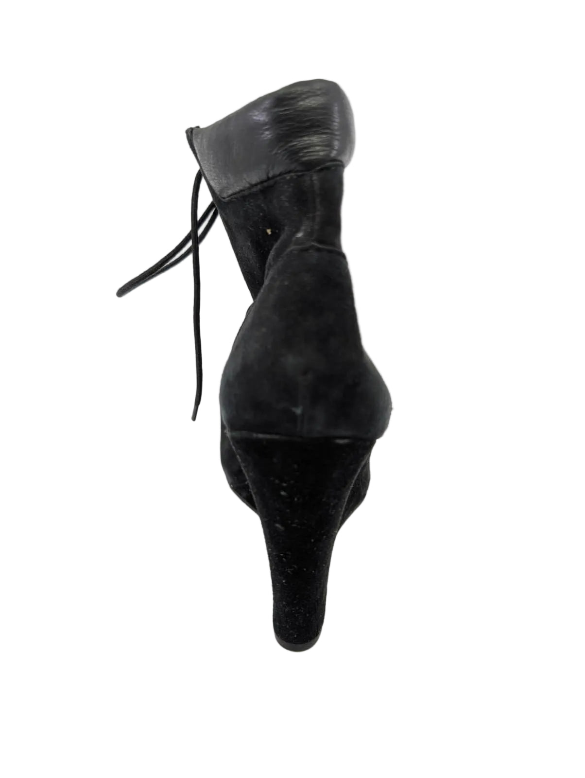 Pour la Victoire Black Suede Ankle Wedge Boots
