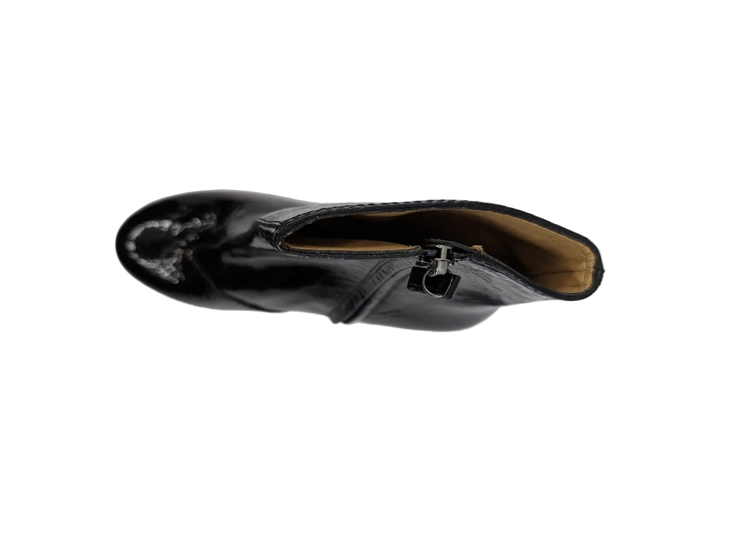 Lanvin Black Patent Leather Wedge Boots