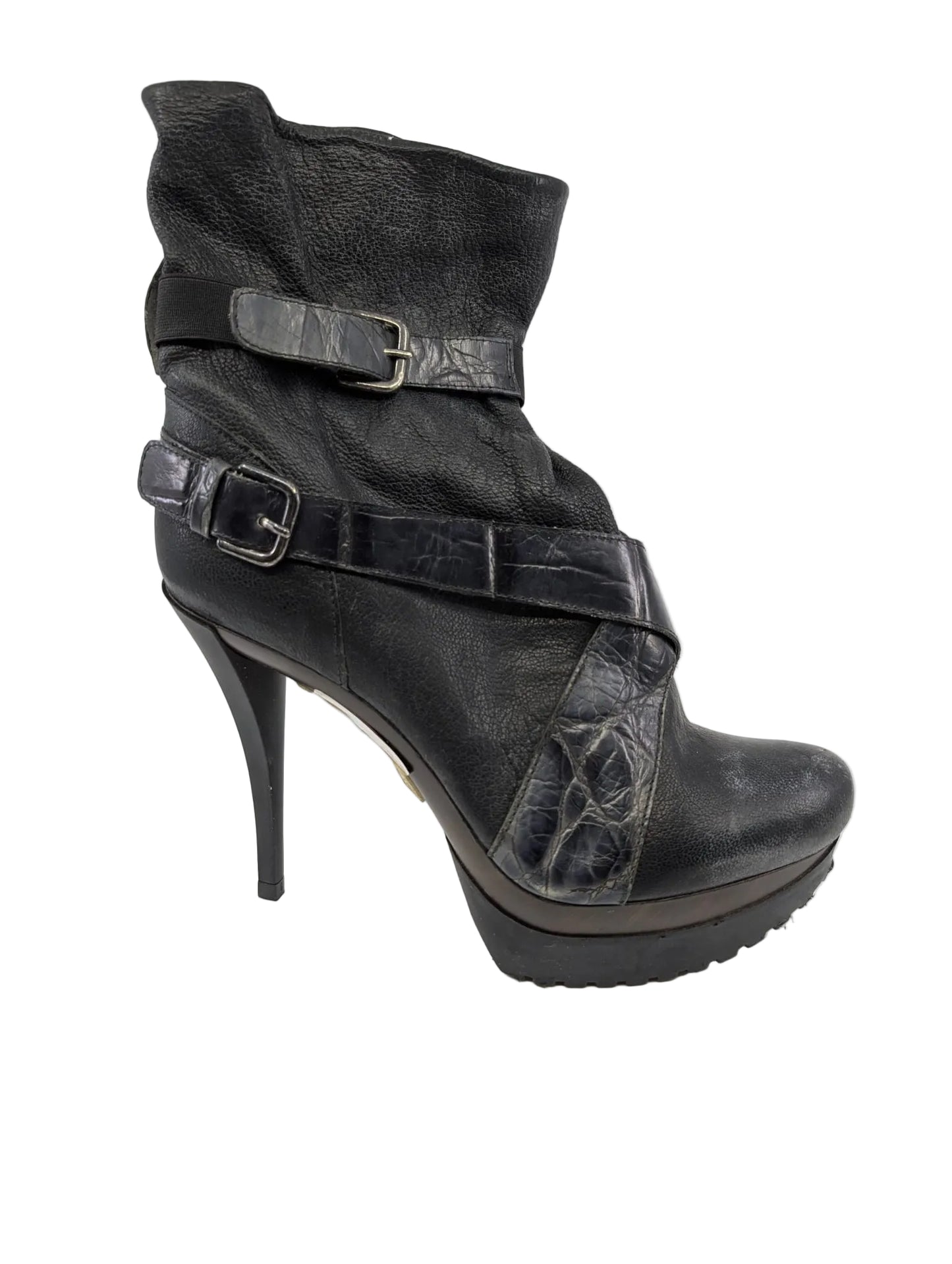Stuart Weitzman Black Platform Ankle Boots