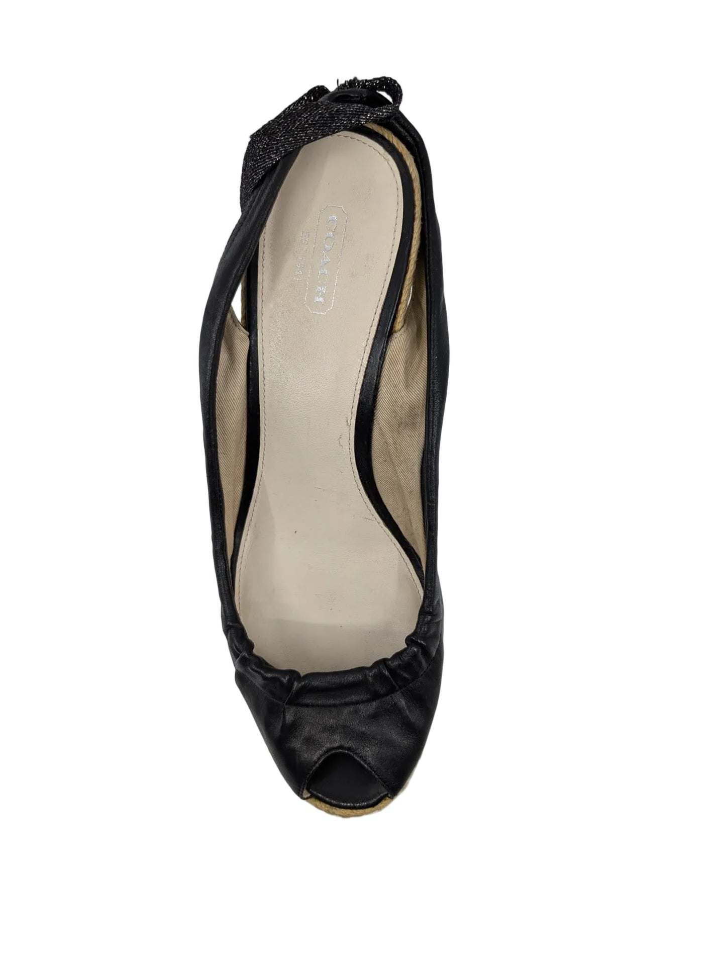 Coach Black Leather Wedge Pumps