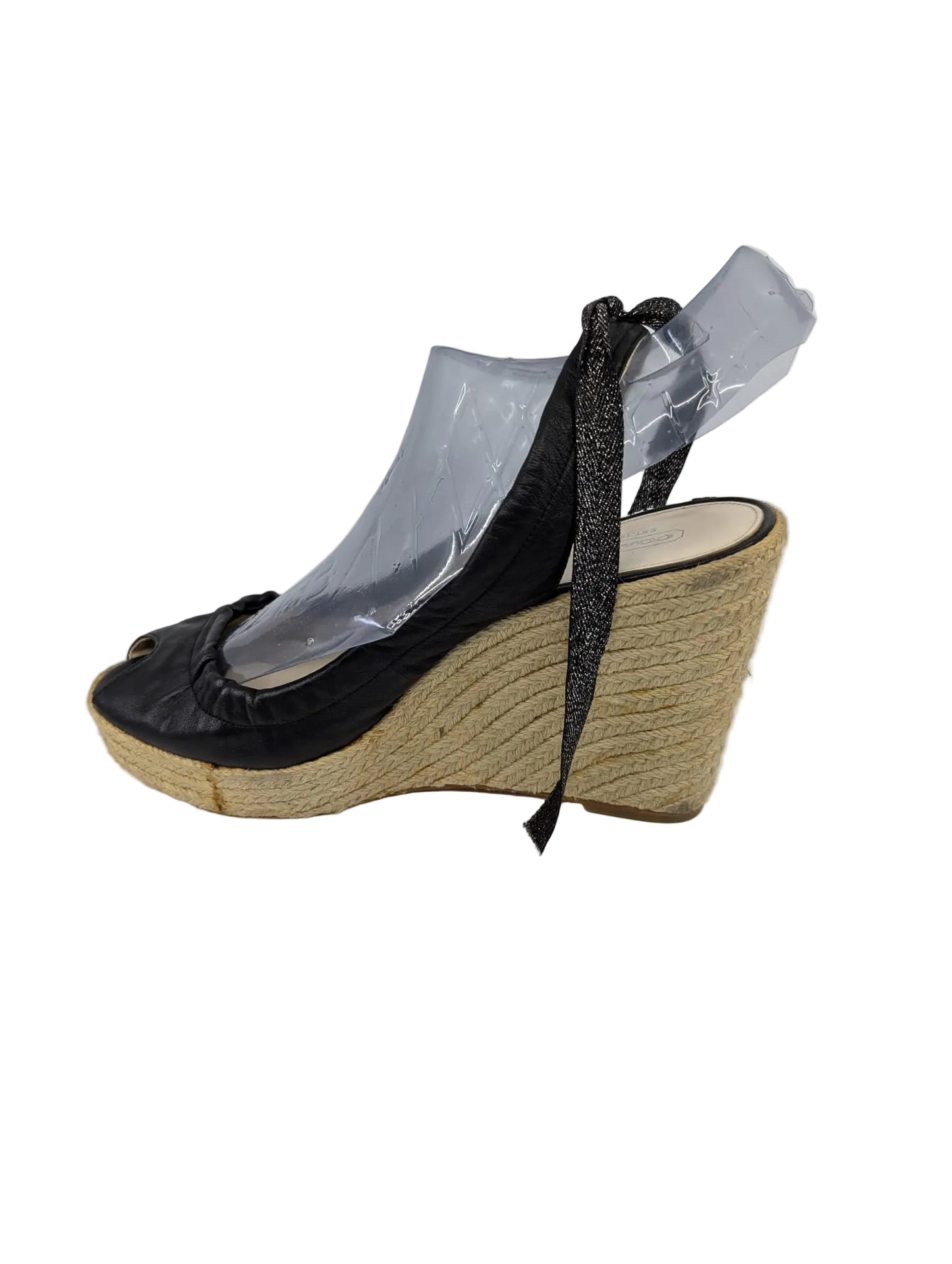 Coach Black Leather Wedge Pumps