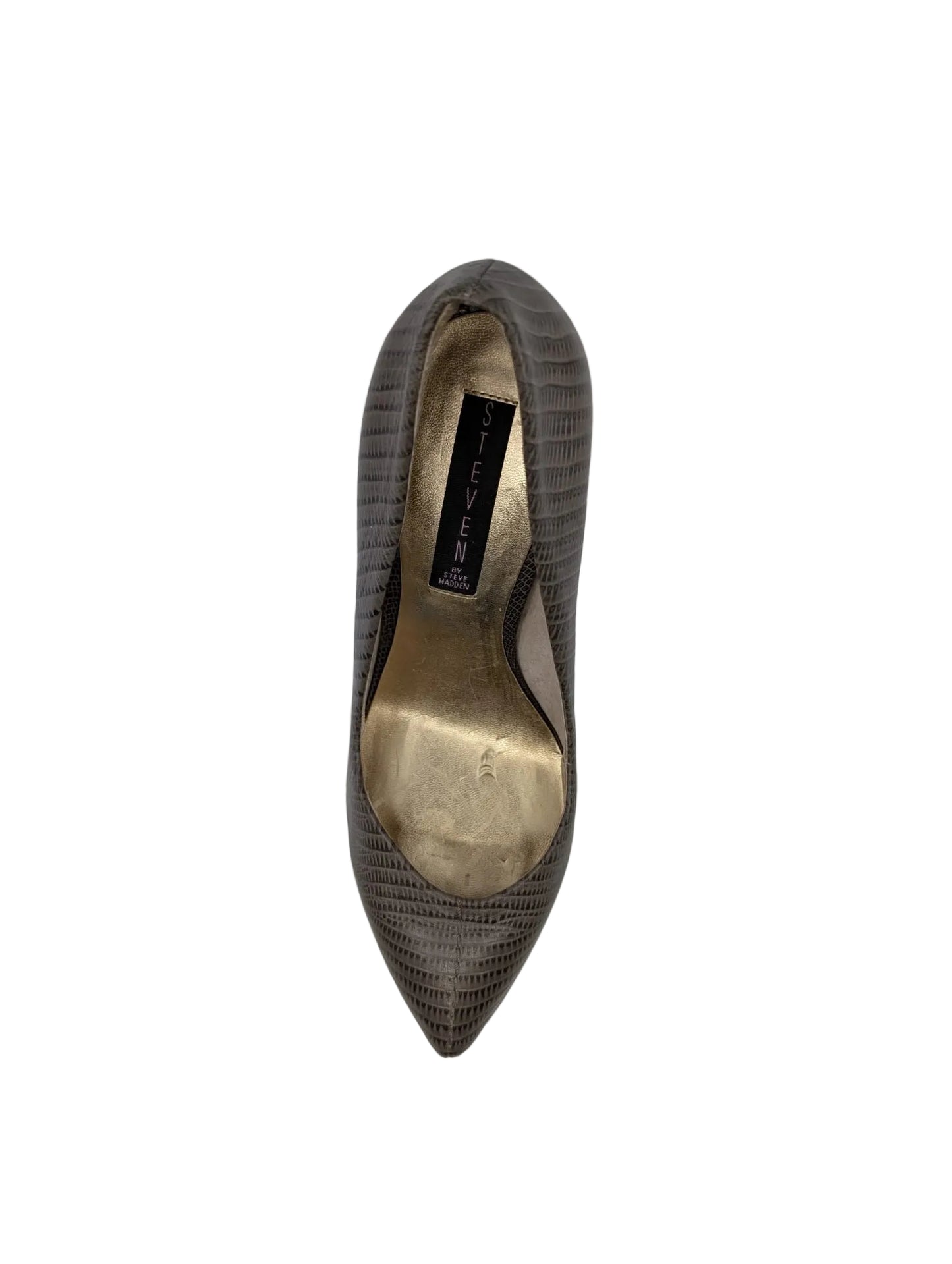Gray Leather Steven Pumps