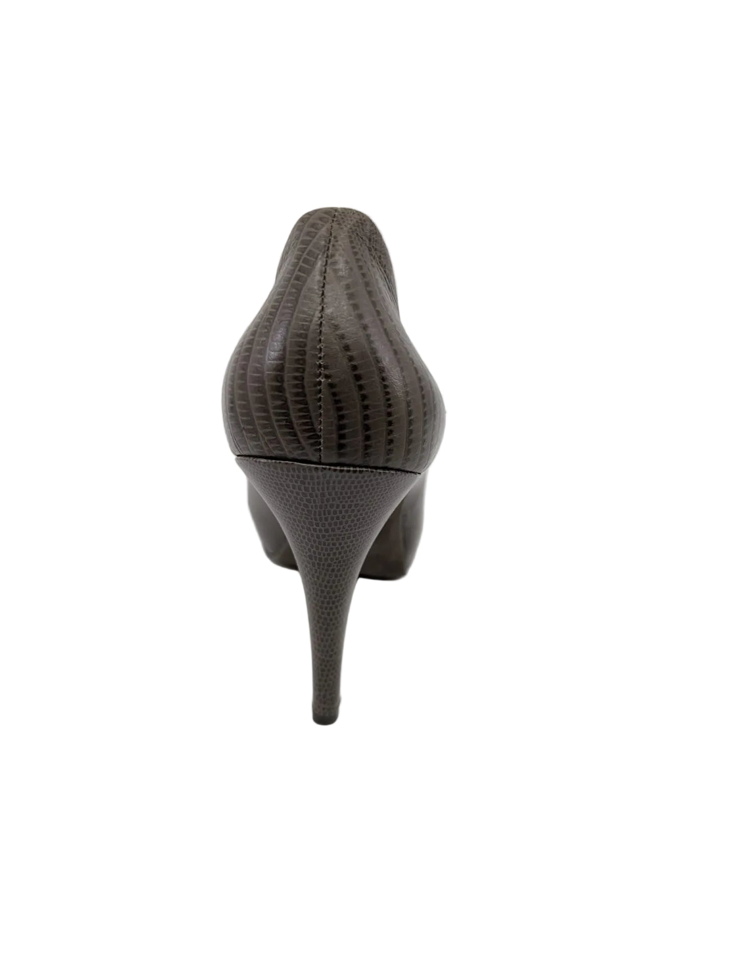 Gray Leather Steven Pumps