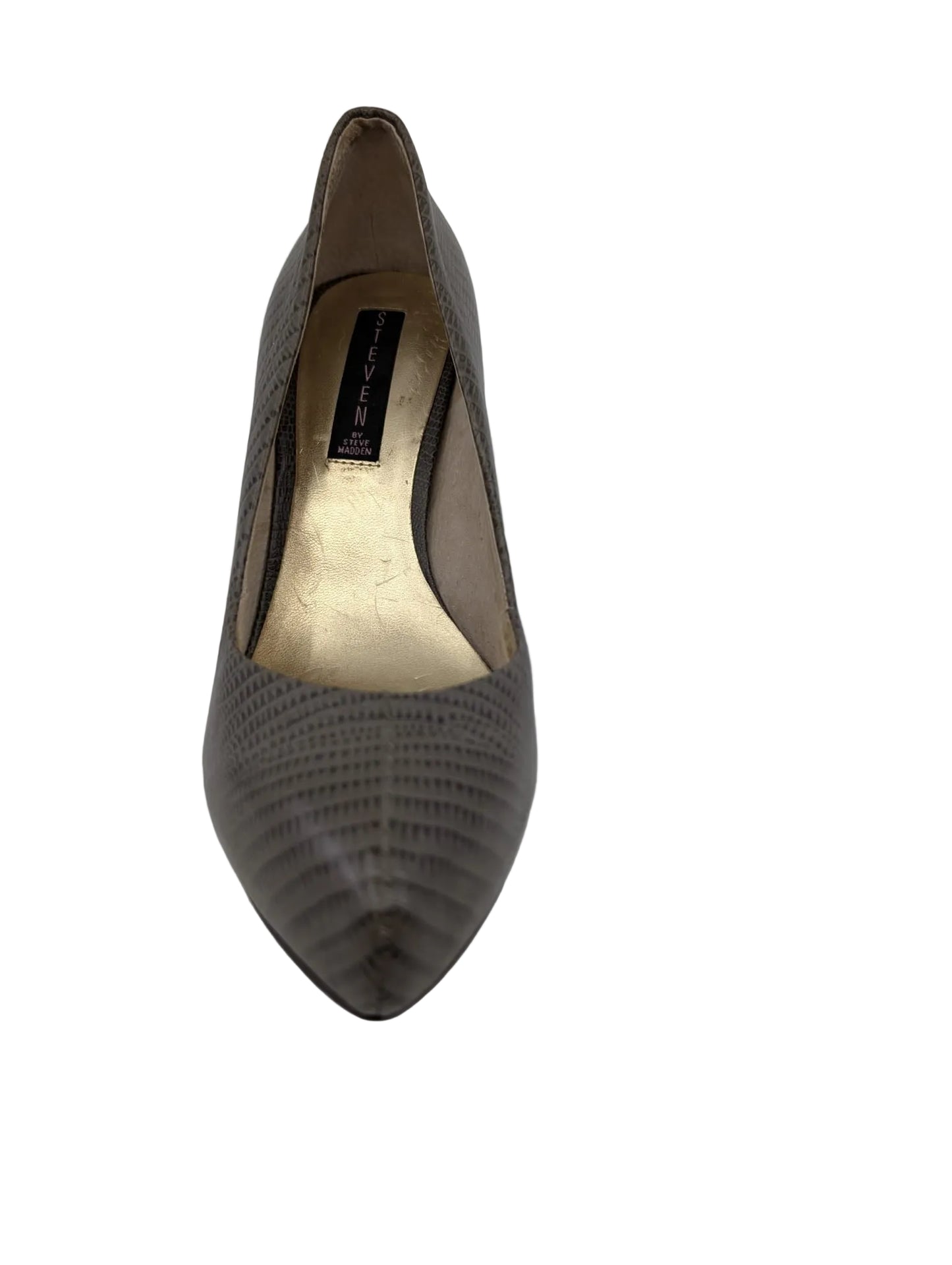 Gray Leather Steven Pumps