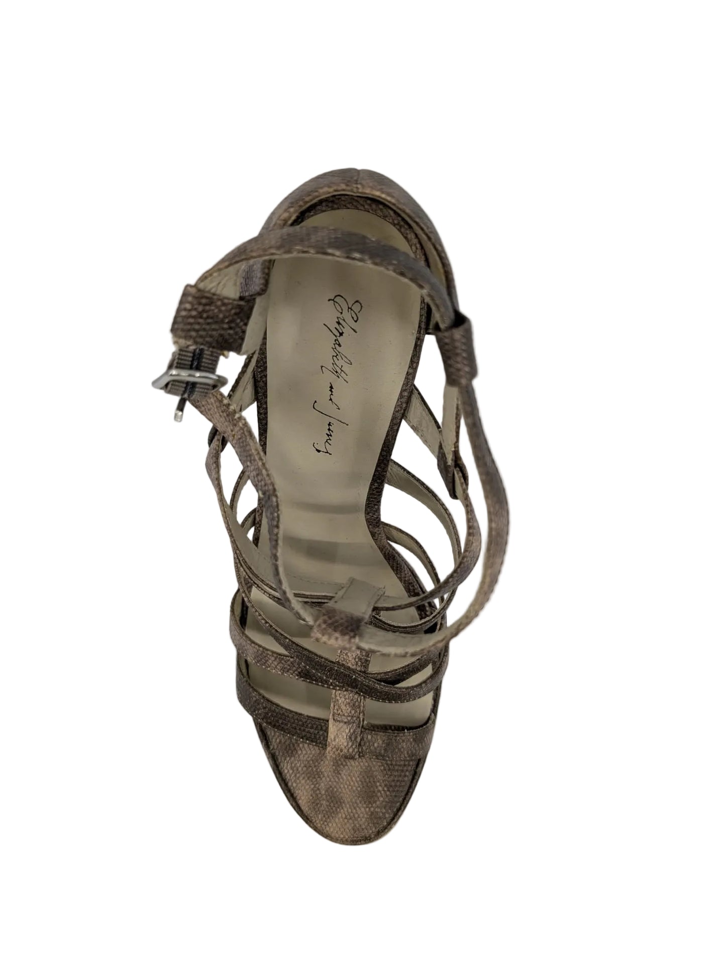 Elizabeth and James Beige Snake Print Strappy Sandals