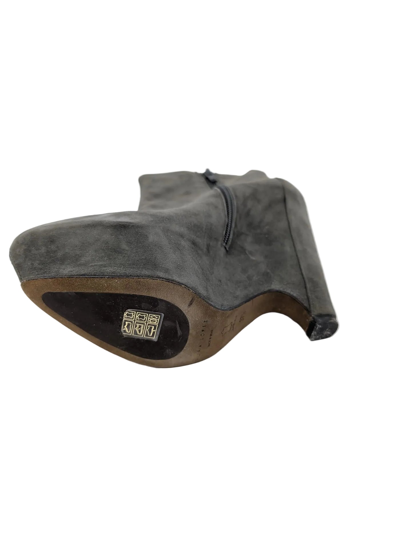 Pura Lopez Gray Suede Ankle Boots