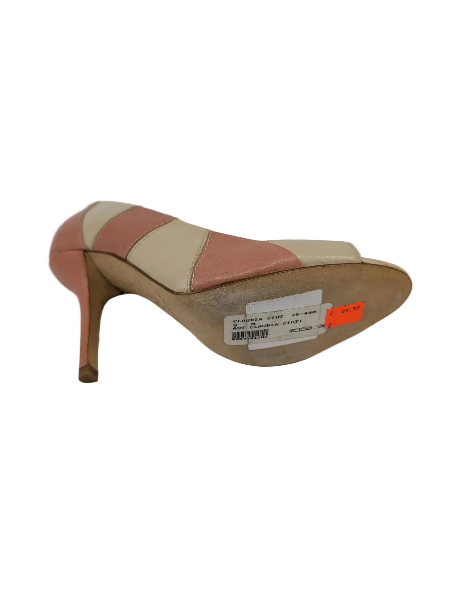 Claudia Ciuti Beige Leather Peeptoe Pumps
