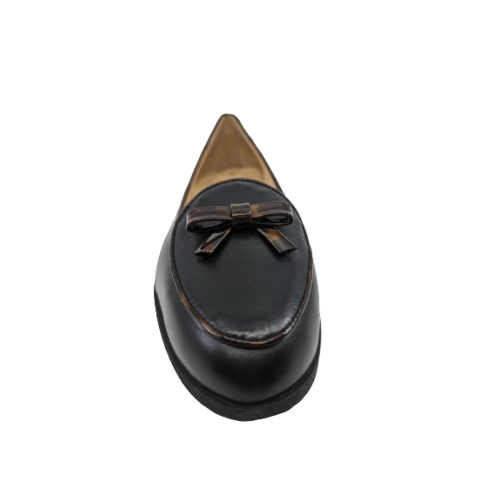 Belgian Black Tortoise Leather Jon Josef Loafer Flats