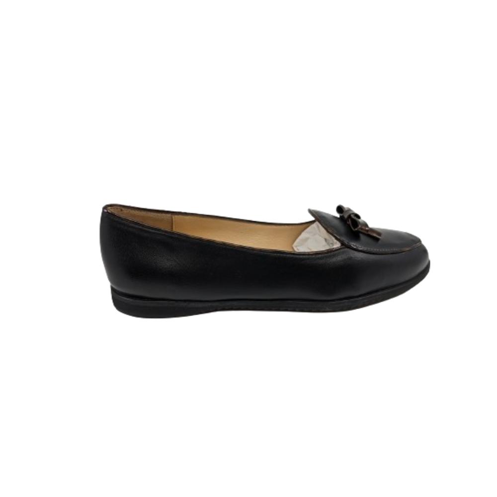 Belgian Black Tortoise Leather Jon Josef Loafer Flats