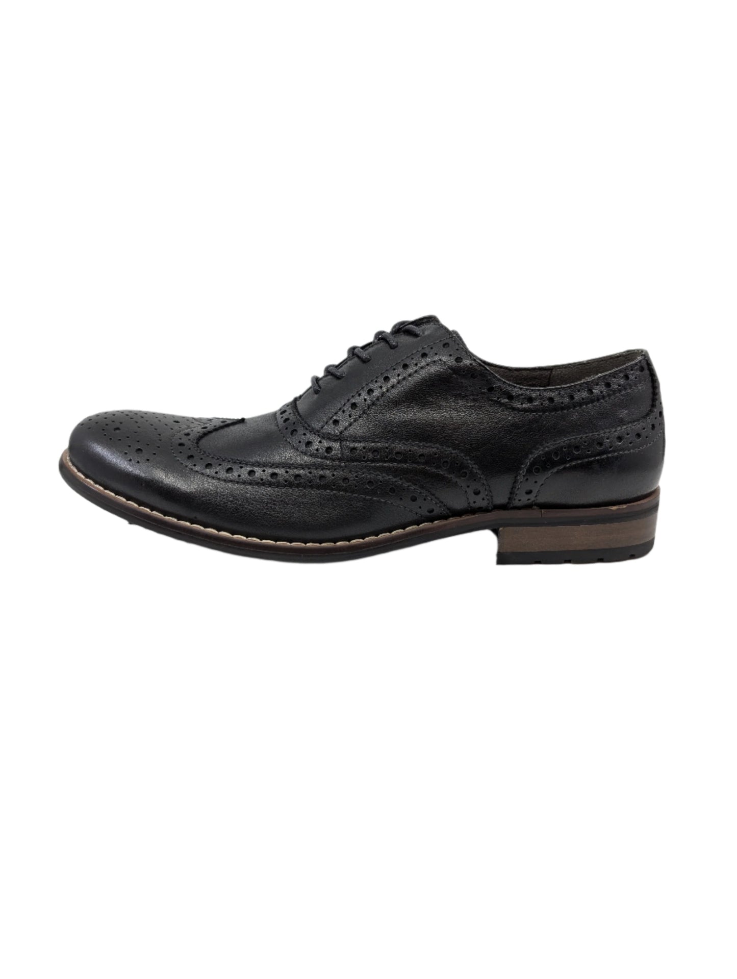 84637  Nunn Bush Mens Black Leather Wingtip