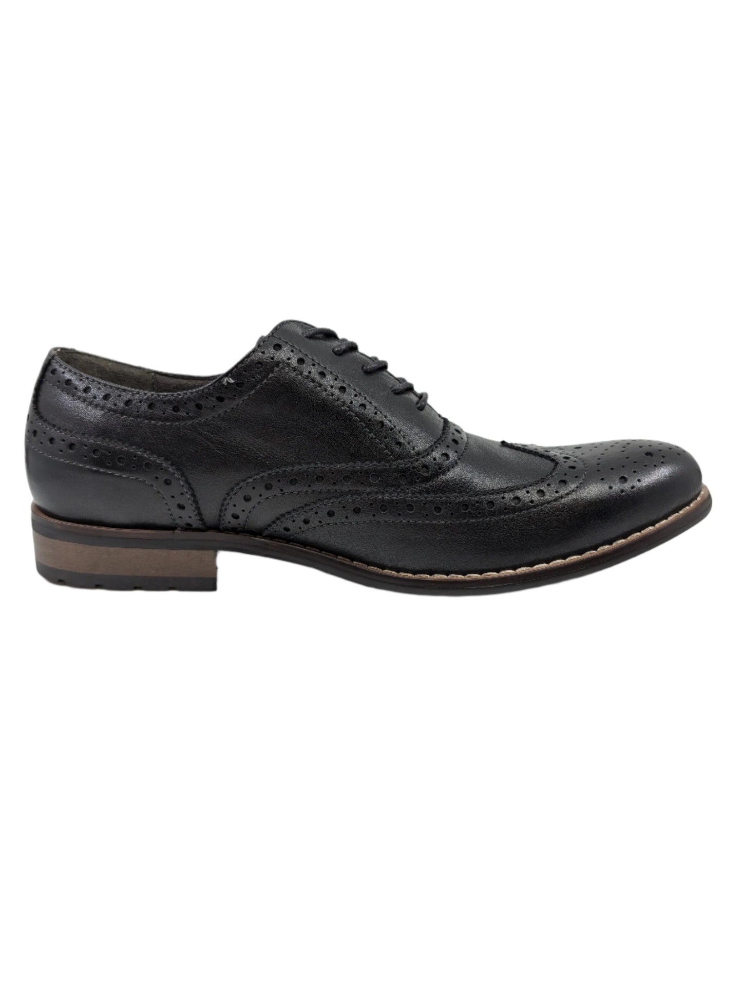 84637  Nunn Bush Mens Black Leather Wingtip