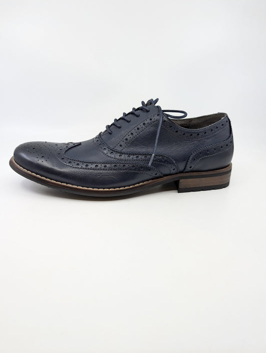 84637  Nunn Bush Mens Blue Leather Wingtip