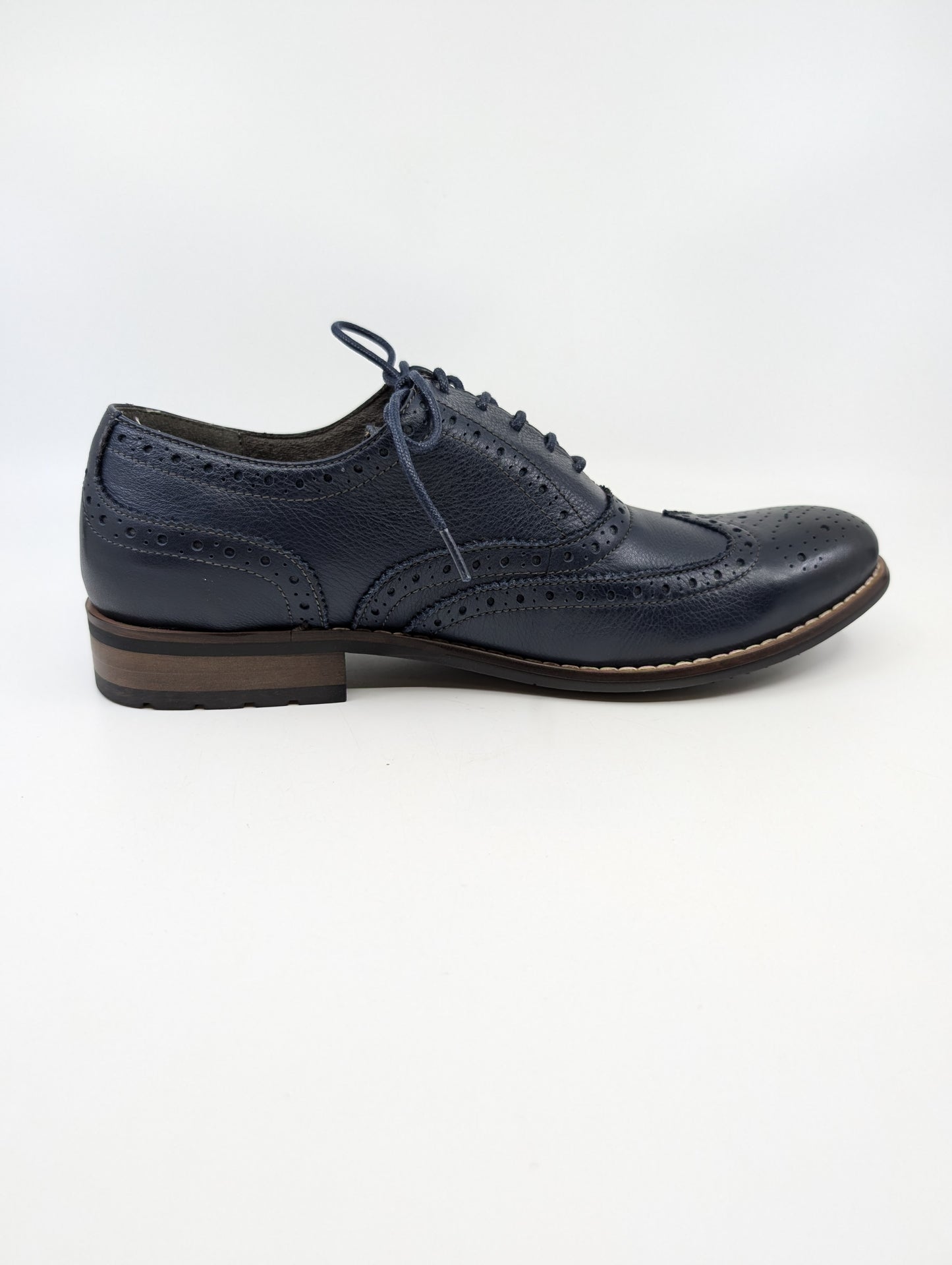 84637  Nunn Bush Mens Blue Leather Wingtip