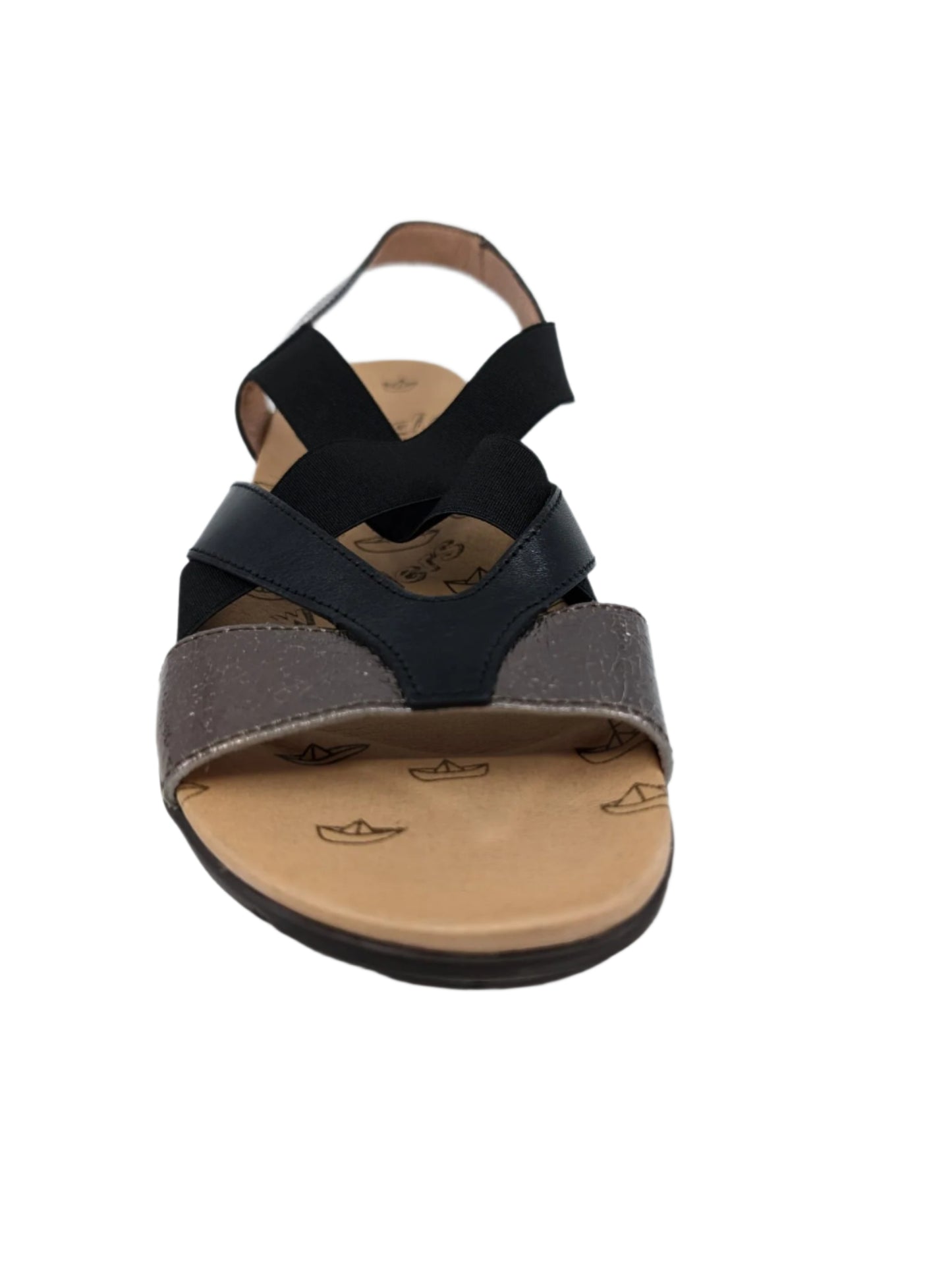 C1181 Black Fabric and Leather Sandals Wonders