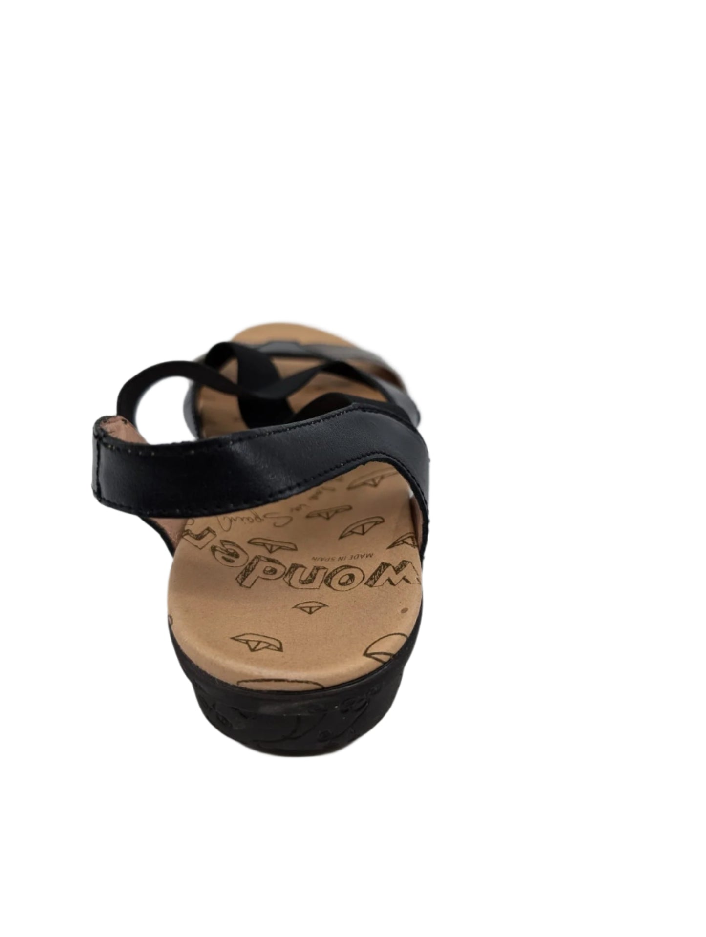 C1181 Black Fabric and Leather Sandals Wonders
