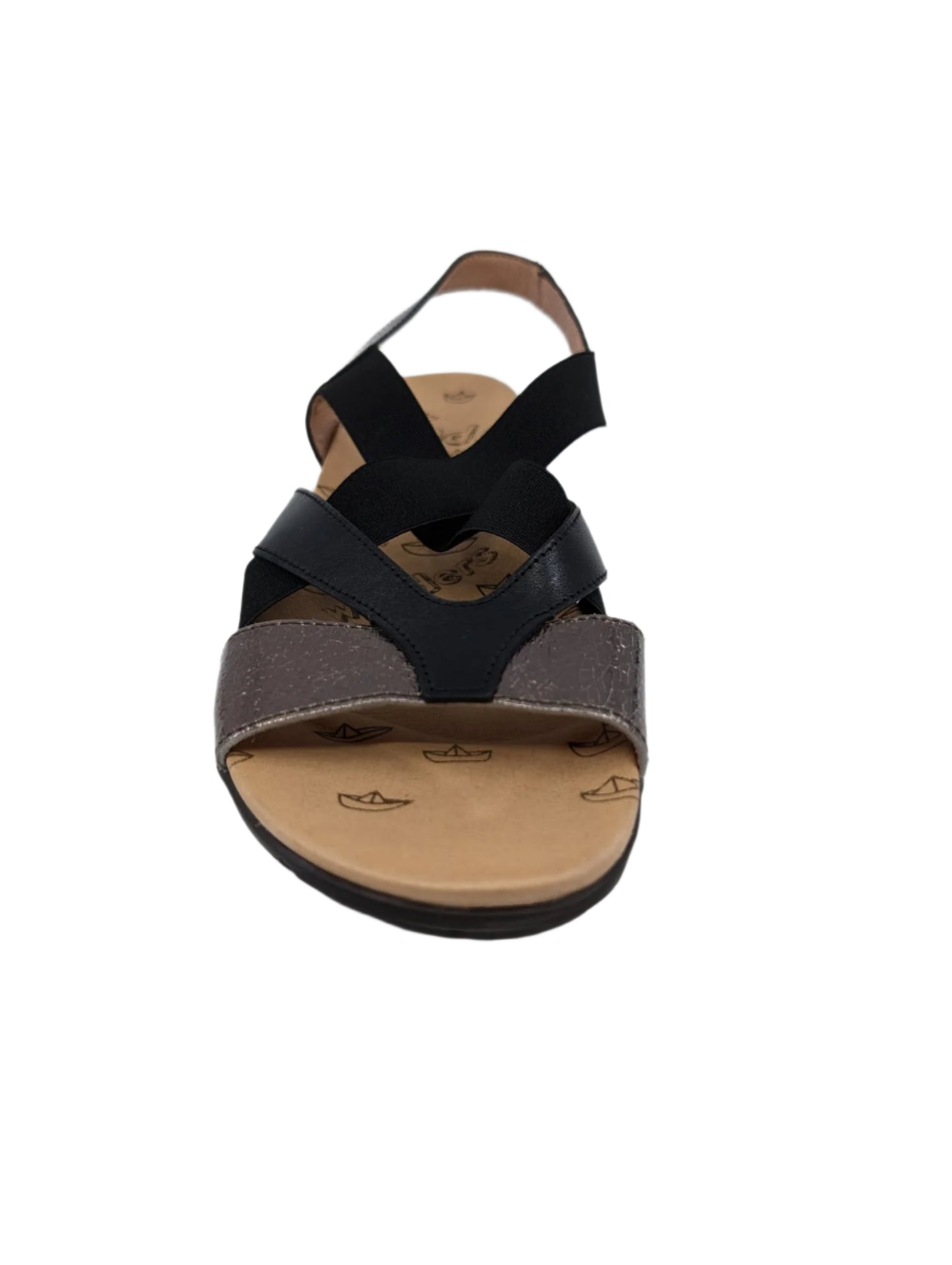 C1181 Black Fabric and Leather Sandals Wonders