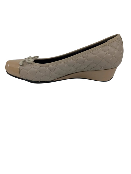 Melore Ecru Nappa Leather Vaneli Wedge Pumps