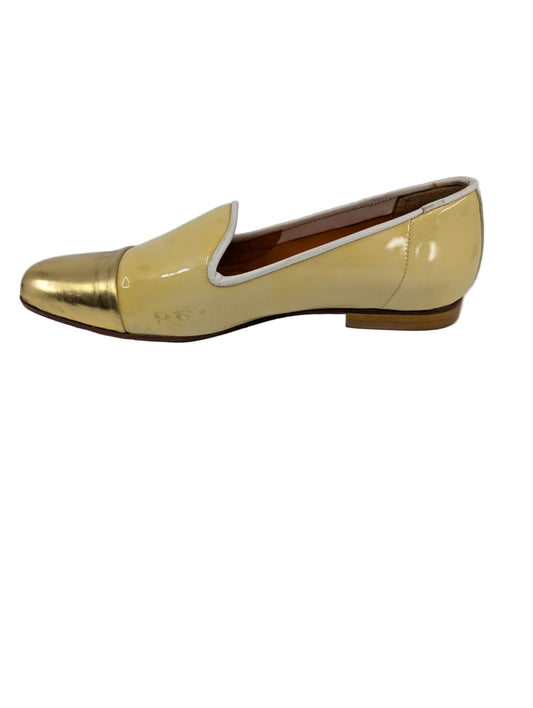 Premier Beige Gold Patent Leather Bettye Muller Loafers