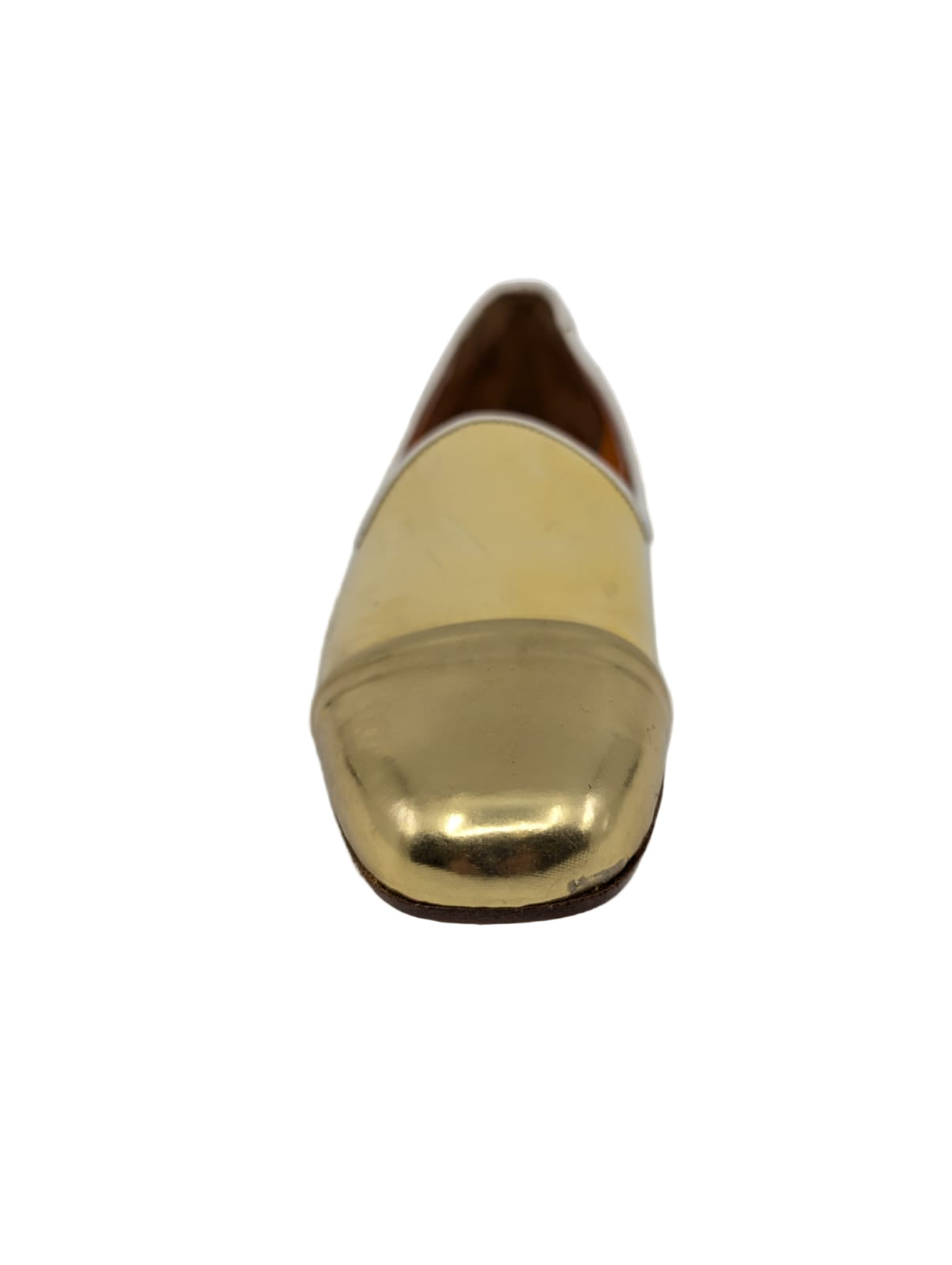 Premier Beige Gold Patent Leather Bettye Muller Loafers