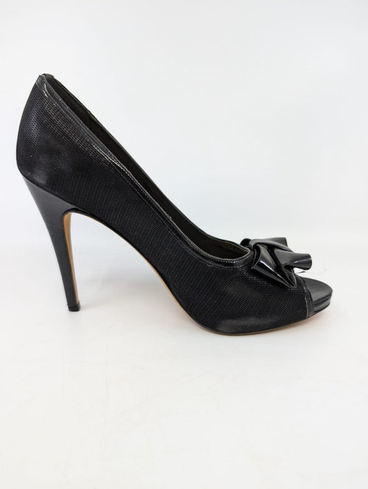 Cheri Black Metallic Fabric Suede Delman Pumps