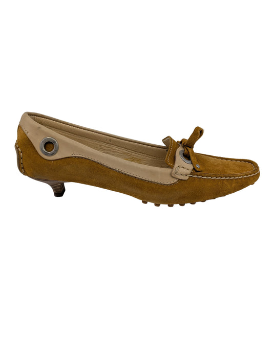 Claudia Beige and Tan Suede Lofer Stokton Pumps