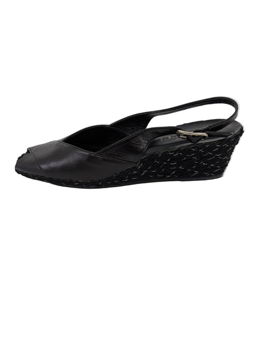 1370 Black Leather Sesto Meucci Slingack Wedge Sandal