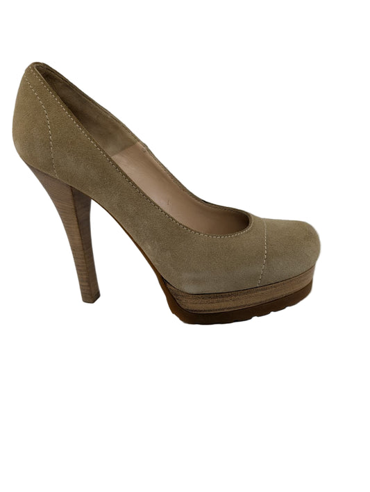 Beige Suede Platform Fendi Pumps