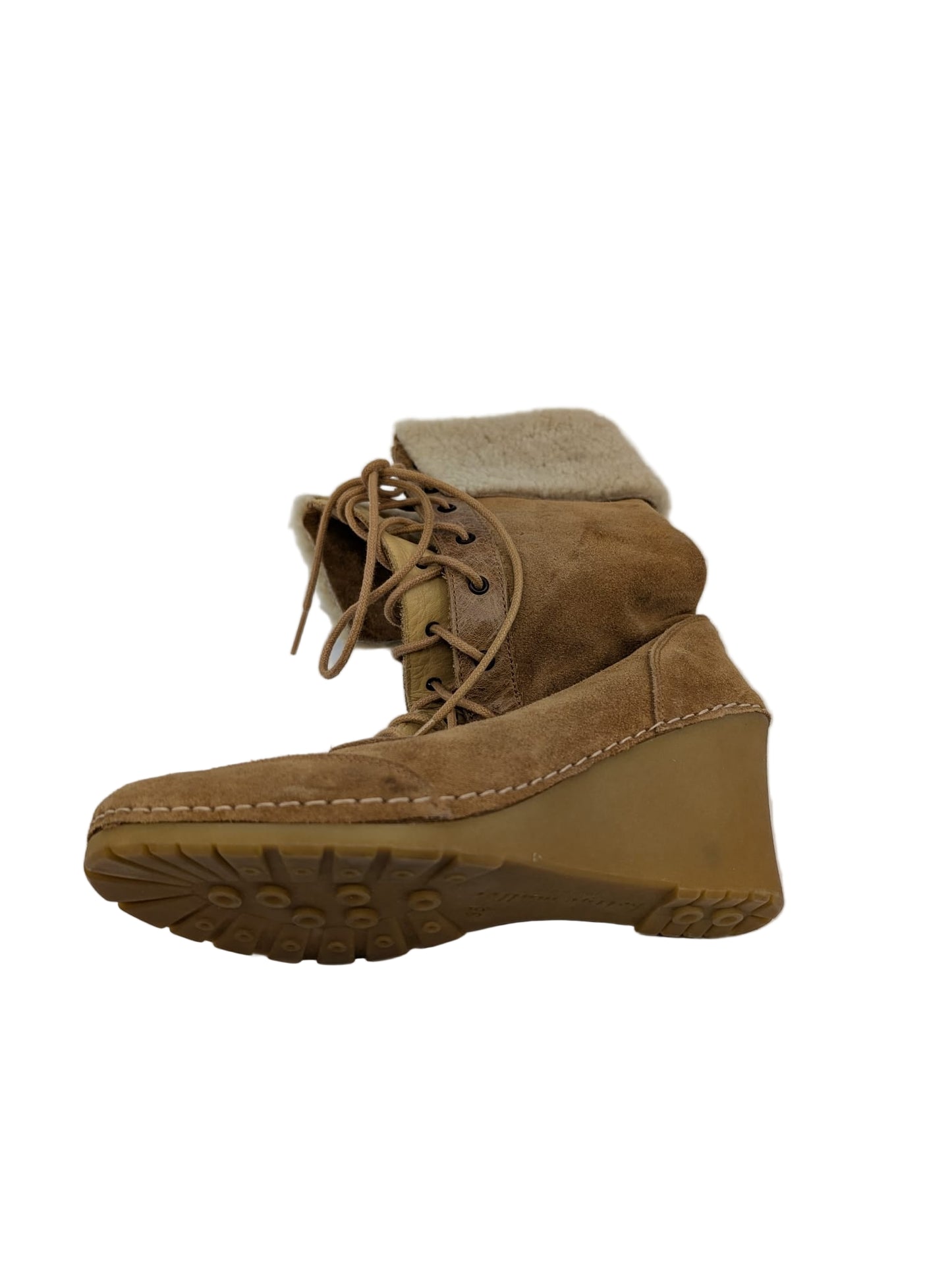 Bettye Muller Beige Suede Wedge Boots