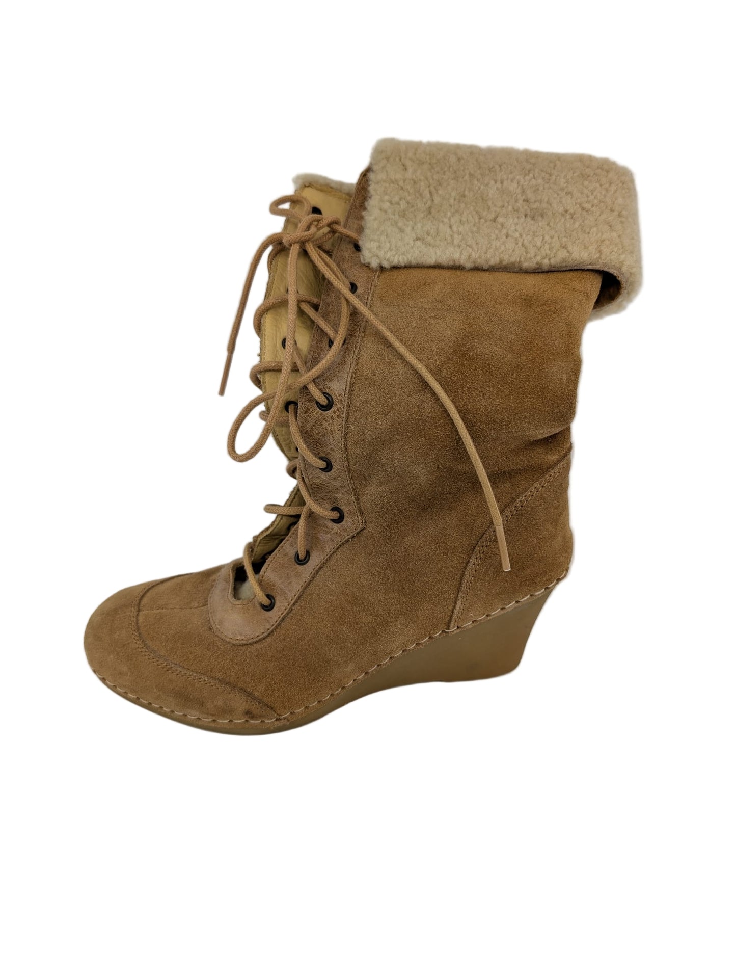 Bettye Muller Beige Suede Wedge Boots