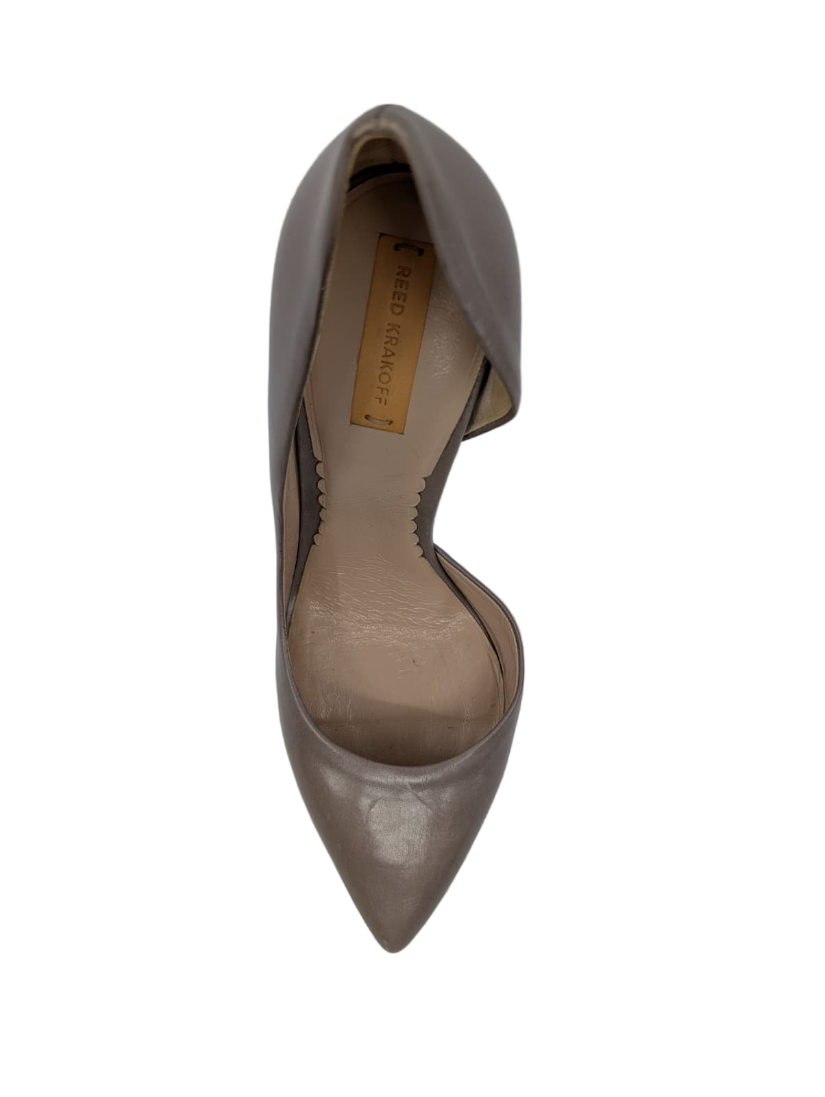 13-38 Stone Grey Leather Reed Krakoff d'Orsay Pumps