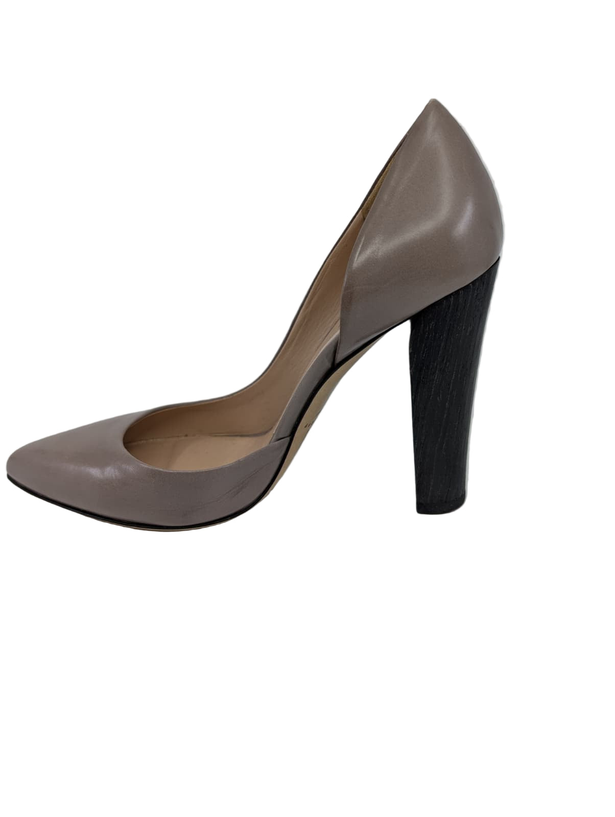 13-38 Stone Grey Leather Reed Krakoff d'Orsay Pumps