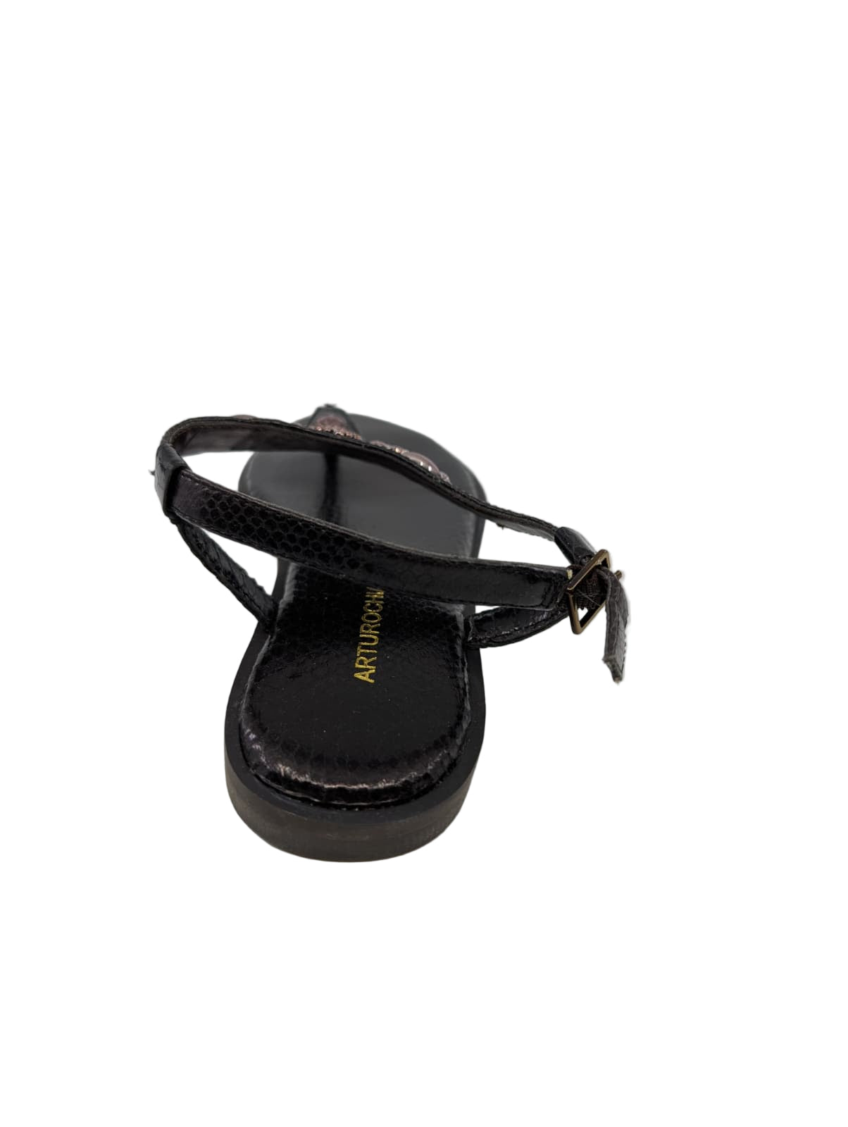 Crista Black Pewter Arturo Chiang Flat Sandals