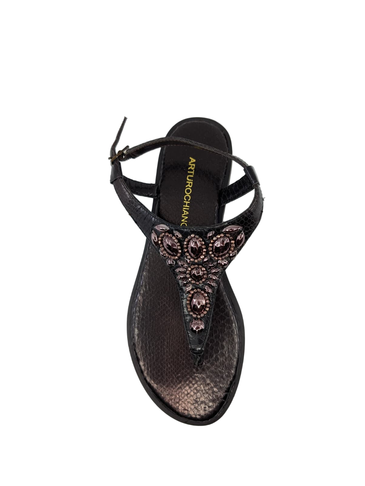 Crista Black Pewter Arturo Chiang Flat Sandals