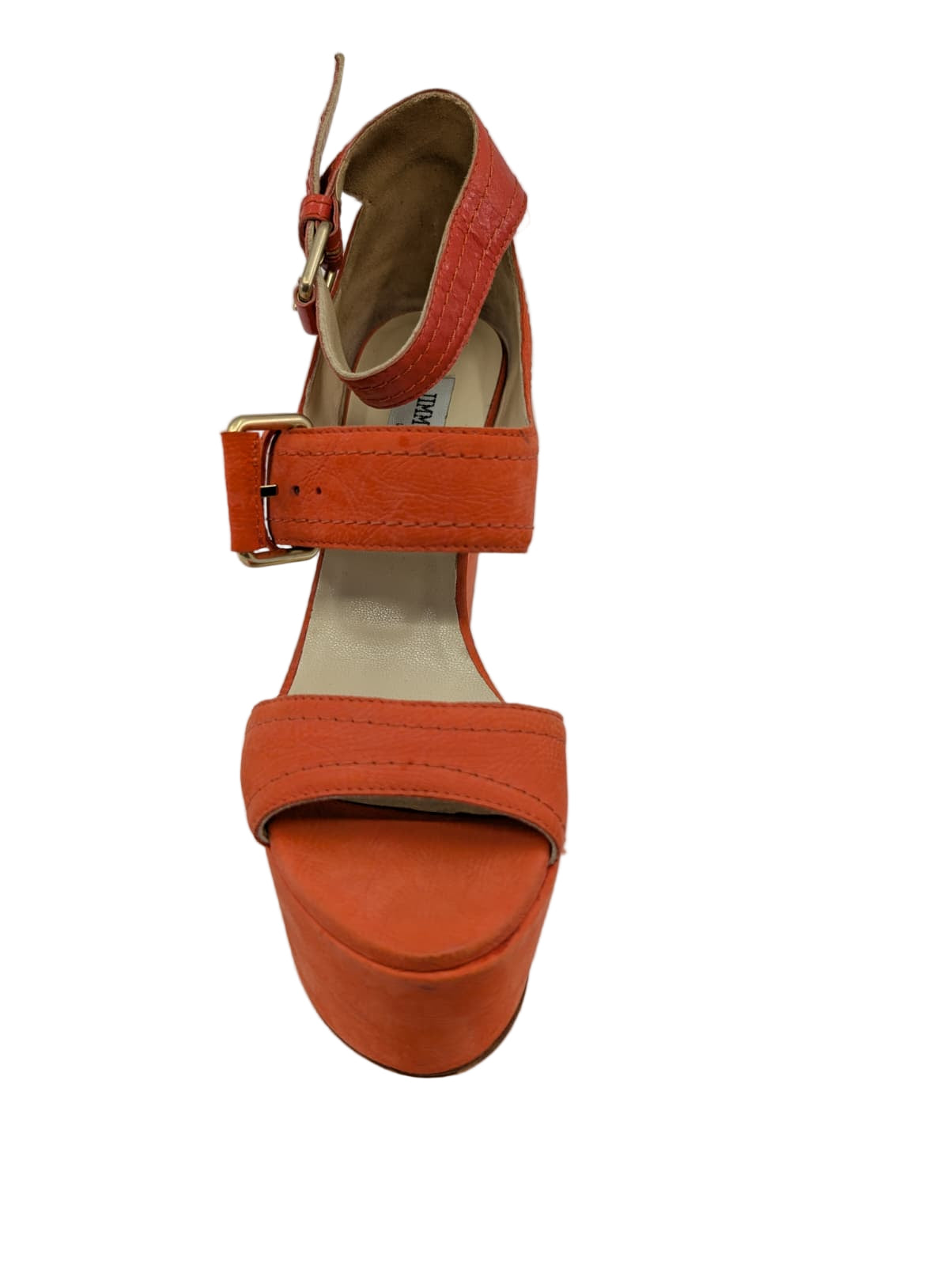 Jimmy Choo Orange Leather Platform Sandals