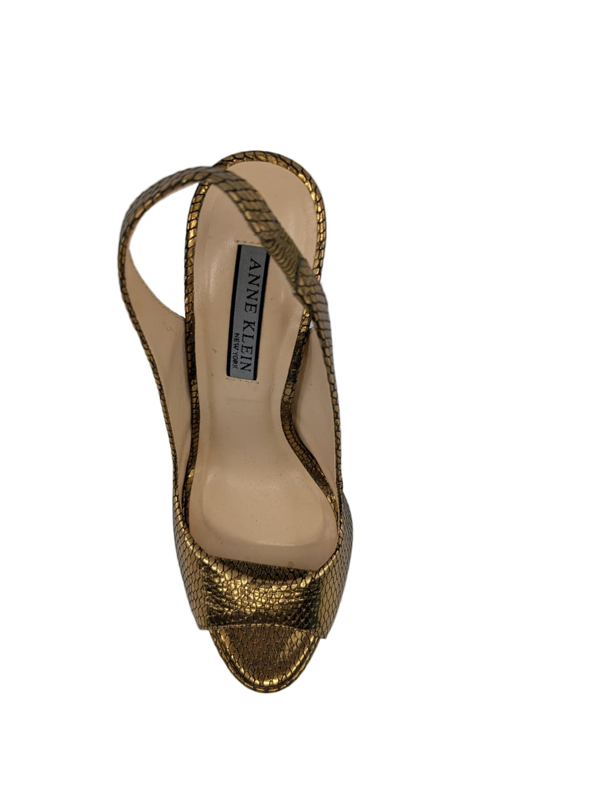 Gold Snake Print Leather Anne Klein New York Slingback Pumps