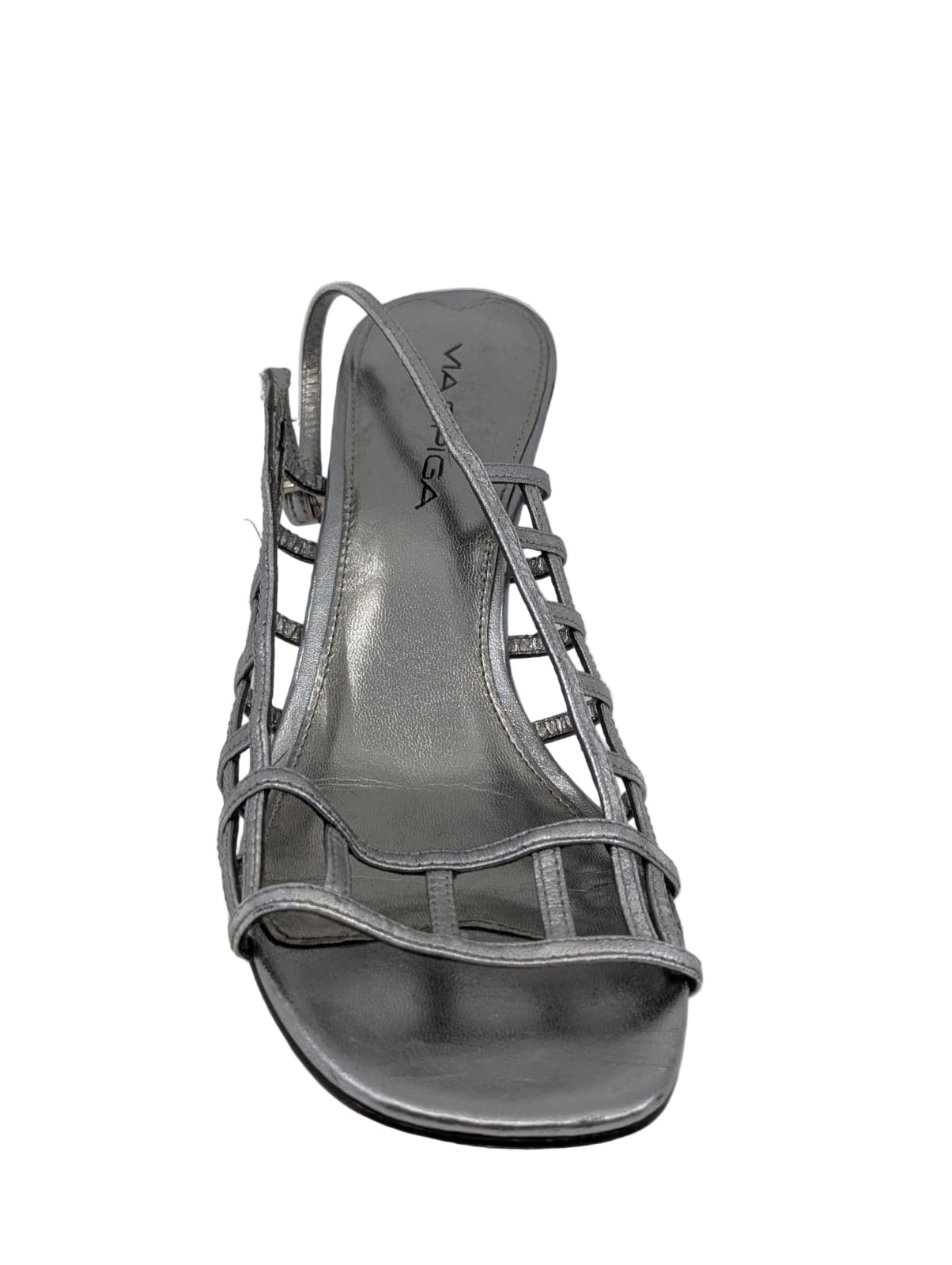 Silver Leather Via Spiga Heeled Sandal
