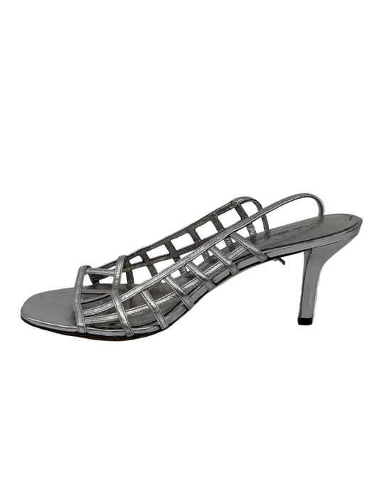 Silver Leather Via Spiga Heeled Sandal
