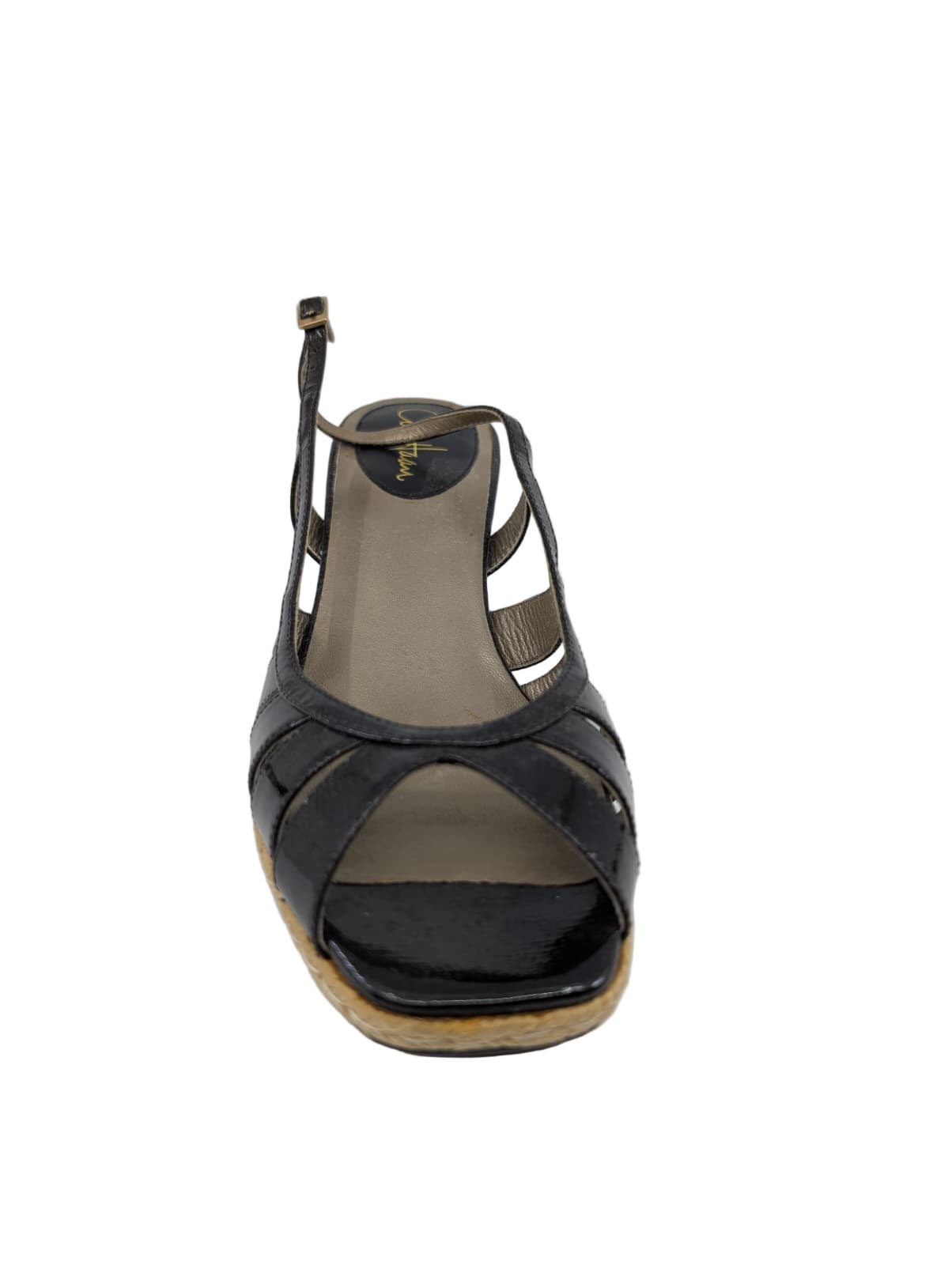 Cole Haan Black Patent Leather Wedge Sandals