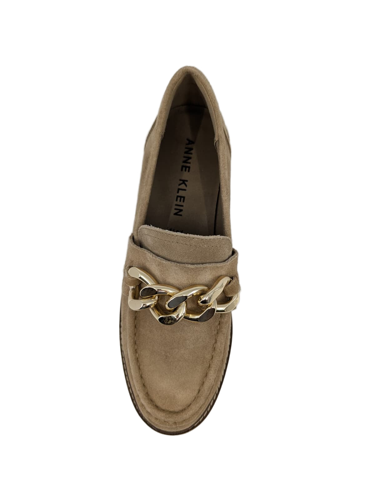 Edie Taupe Suede Anne Klein Chain Loafers