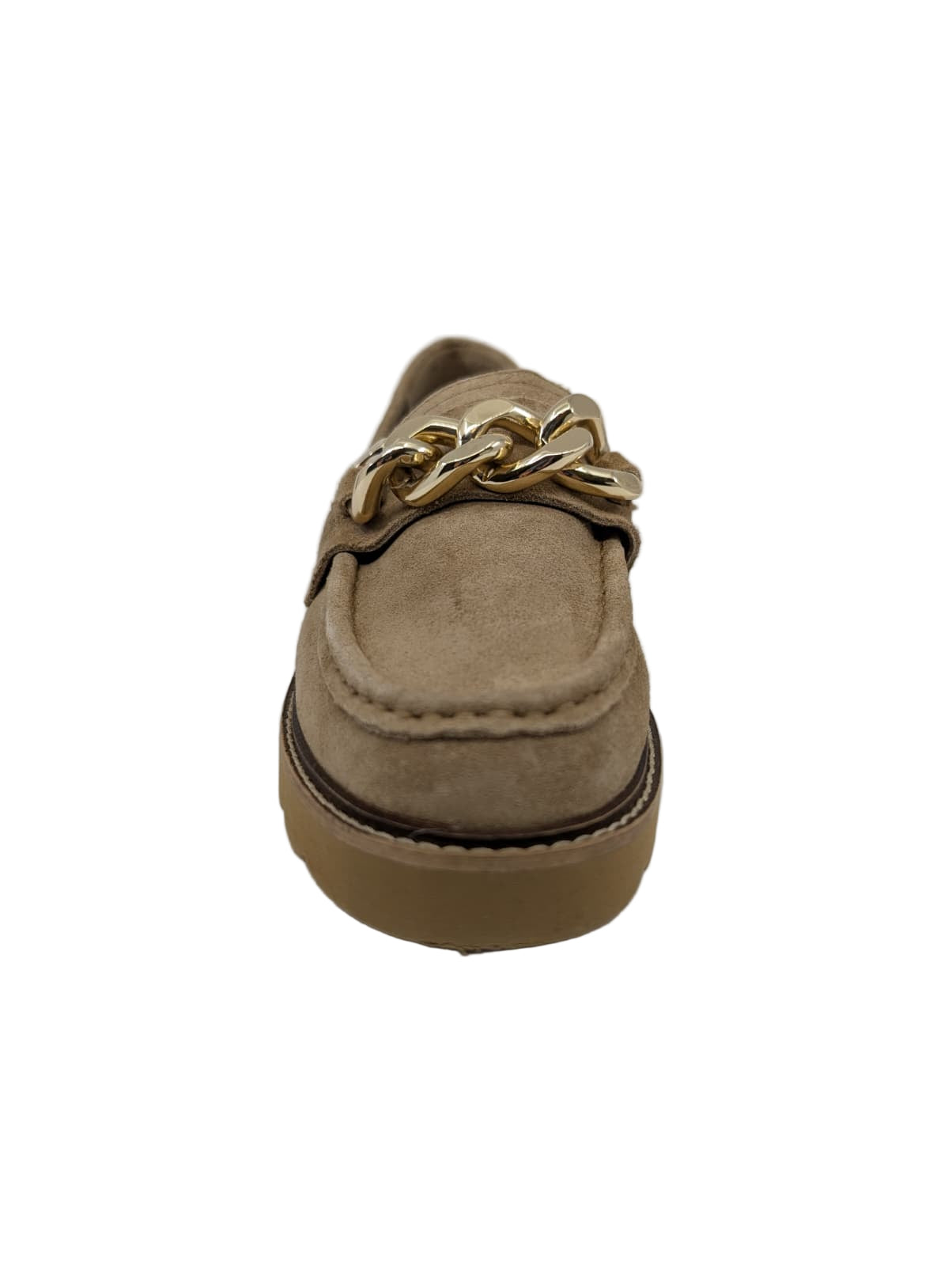 Edie Taupe Suede Anne Klein Chain Loafers