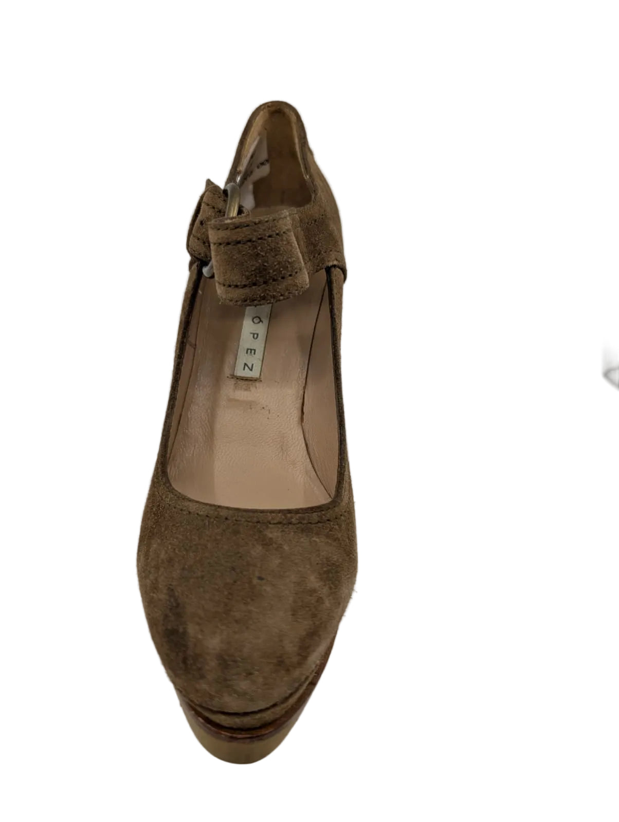 Pura Lopez Mary Janes Brown Suede Wedge Pumps