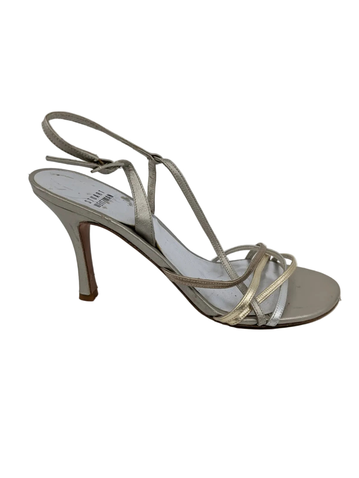 Stuart Weitzman Silver and Gold Strappy Sandals