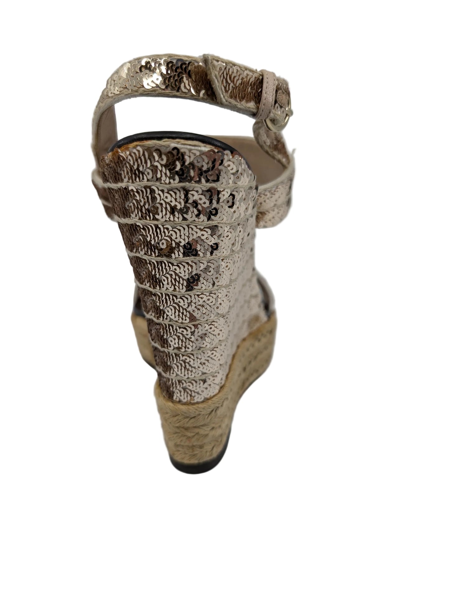 Valentino Sequins Bronze Payette Wedge Sandals