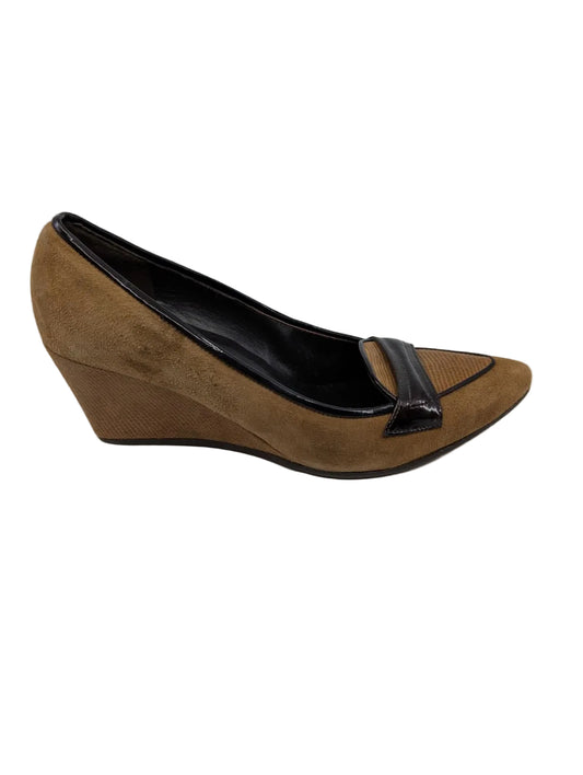 Beige Suede Amalfi Wedge Pumps