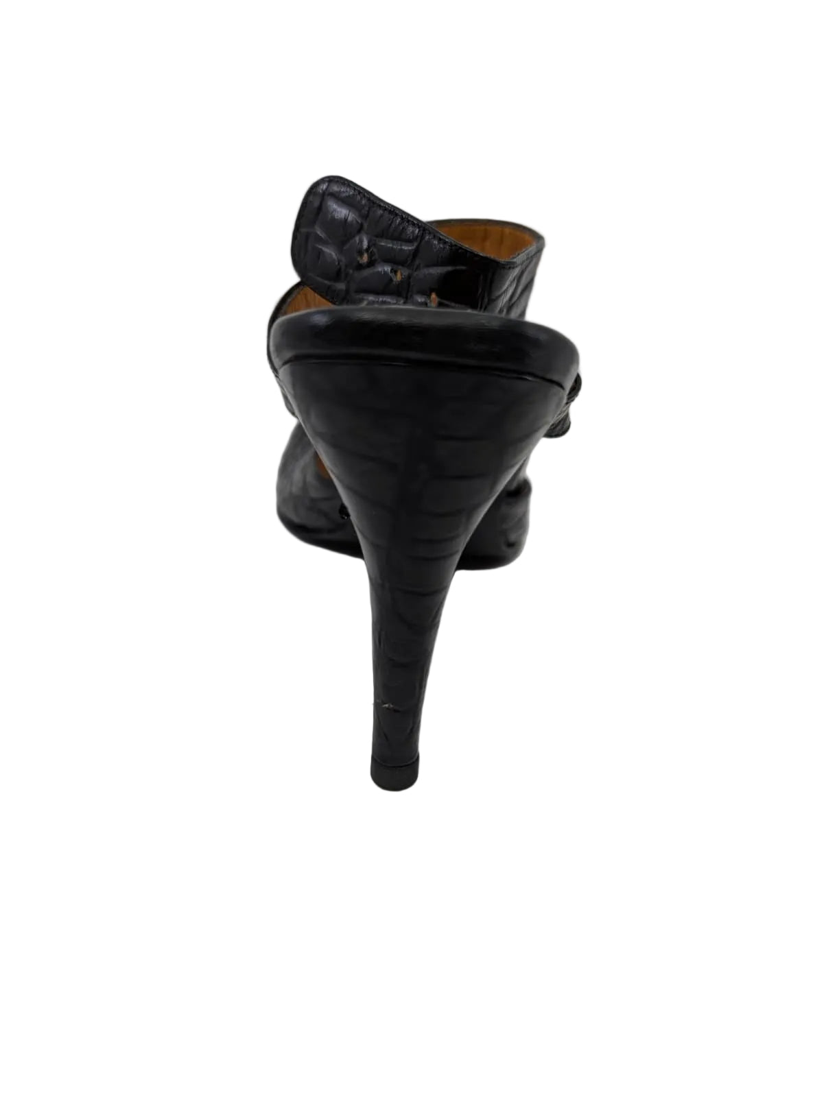 Clarita Black Crocodile Print Leather Slingback Pumps